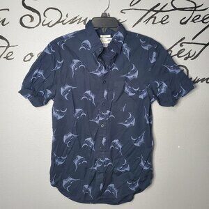 Old Navy Men's Blue Classic Slim Fit Shirt with Marlin Fish, S
